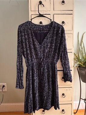 Gap Women's Navy V-Neck Long Sleeve Dress
